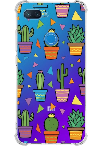 Prinrify Xiaomi Mi 8 Lite Uyumlu Water Color 4 Baskılı Şeffaf Köşe Korumalı Antişok Kılıf