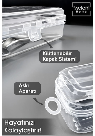 6'lı Çatal Bıçak Kaşık Takımı Saklama Kutusu Seti - Çeyizlik Organizer Düzenleyici Saklama Kabı Şeffaf