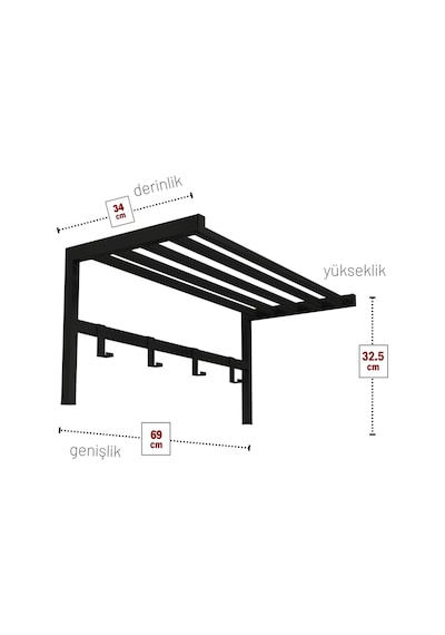 Bofigo Metal Duvar Askısı Metal Askılık Elbise Askılığı Siyah