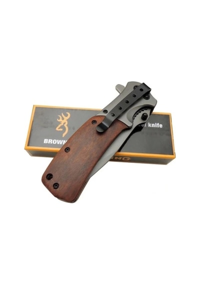 Browning Kamp Çakı Ahşap Sap A342 21 Cm Haki