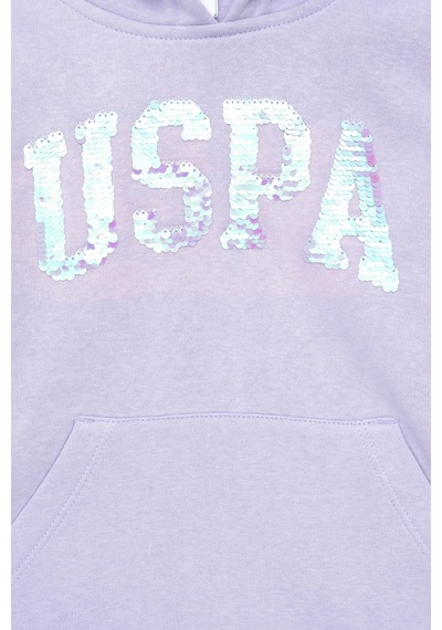 U.S. Polo Assn. Kız Çocuk Lila Kapüşonlu Basic Sweatshirt 50292512-VR034