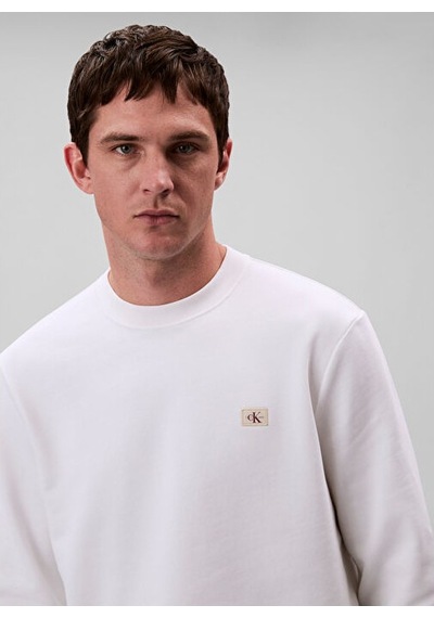 Calvin Klein Jeans Beyaz Erkek Regular Fit Sweatshirt Beyaz