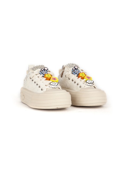 Scootland Kadın Sneaker Yüksek Taban Bağcıklı Günlük Ayakkabı 19000 Bej Null Bej