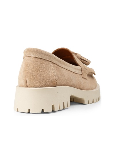 Deery Kadın Hakiki Süet Bej Püsküllü Loafer - 02033zbejc01
