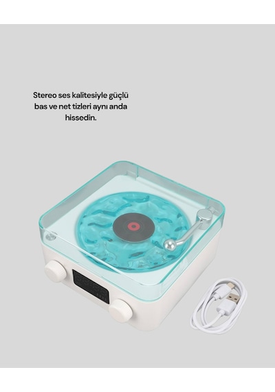 Bluetooth Hoparlör 3-ü-1 Saatli Gece Lambası Ve Vintage Tasarım -