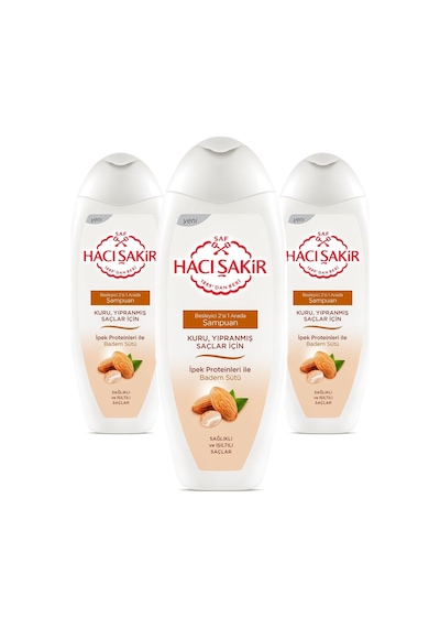 Hacı Şakir 2'si 1 Arada Badem Sütü Besleyici Şampuan 3 x 500 ML