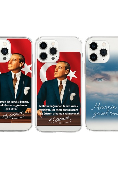 Kişiye Özel Atatürk Temalı Telefon Kılıfı Uv Baskı Türk Bayraklı Tüm Telefon Modelleri Uyumlu