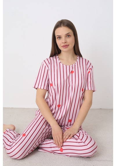 Elitol Bamboo Örme Desenli Kadın Pijama Takımı Çok Renkli