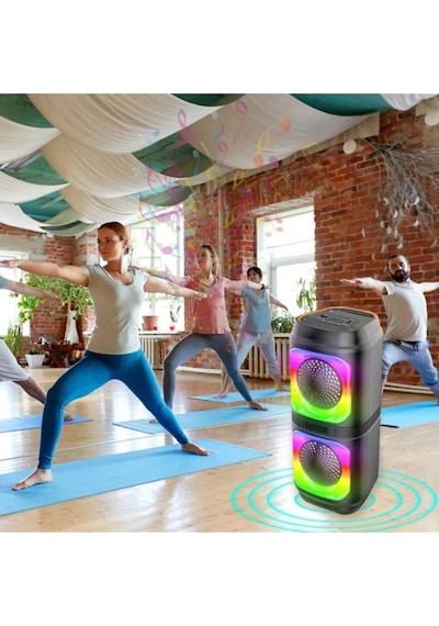 Box Işıklı Bluetooth Hoparlör Ses Bombası Mikrofonlu Karaoke Yüksek Ses Yeni Rgb 10watt