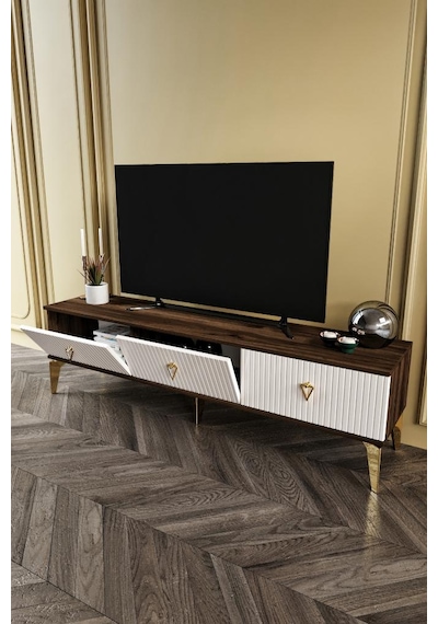 180 CM ZEUGMA MDF MEBRAN KAPAK EKRU CEVİZ GOLD