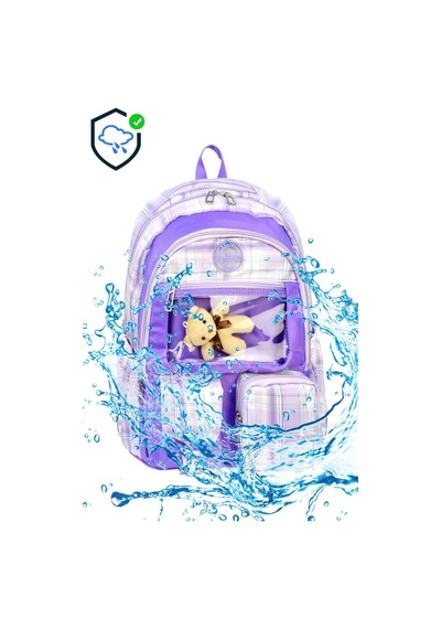 Lilymoon Ekose Ayıcık İlkokul Sırt Çantası Ergonomik Mor