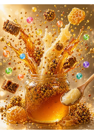 Ballı Polen Ve Arı Sütü 2 700gr %100 Doğal Arı Ürünleri Karışımı Energy Booster, , Royal Jelly & Bee Pollen Mix