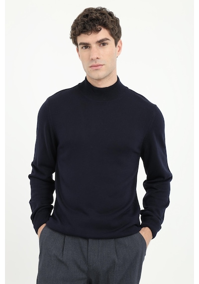 Dufy Erkek Slim Fit Yarım Balıkçı Yaka Lacivert Triko-18498