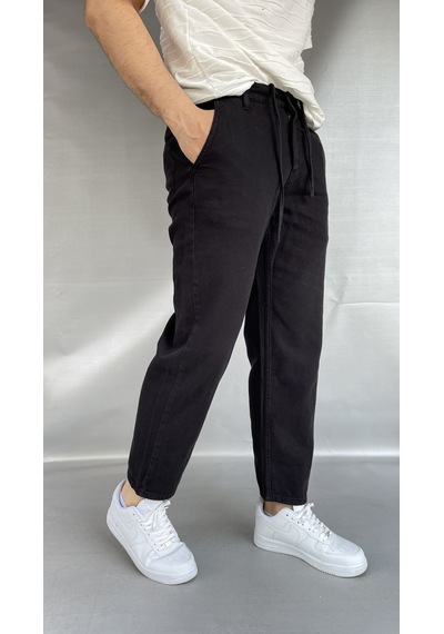 Yumuşak Denim Boyfriend Pantolon Siyah