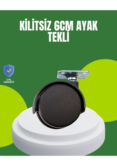 Northcity Tekerlek Ayak 6 Cm - Kilitsiz Ve Sessiz Mobilya Ayakları Siyah