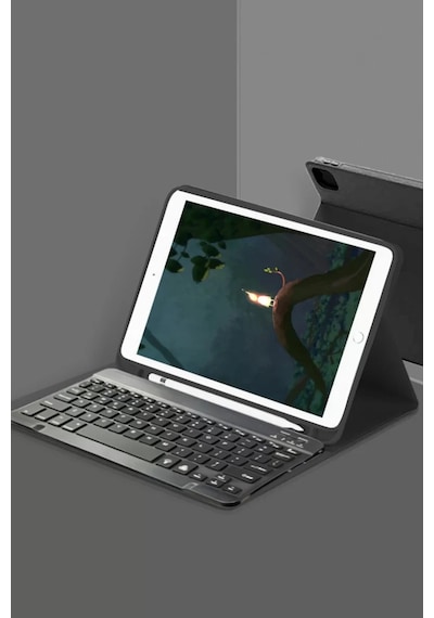 Apple iPad Uyumlu Pro 11 2024 Kılıf Kc01 Smart Klavyeli Tablet Kılıfı - Siyah Standart