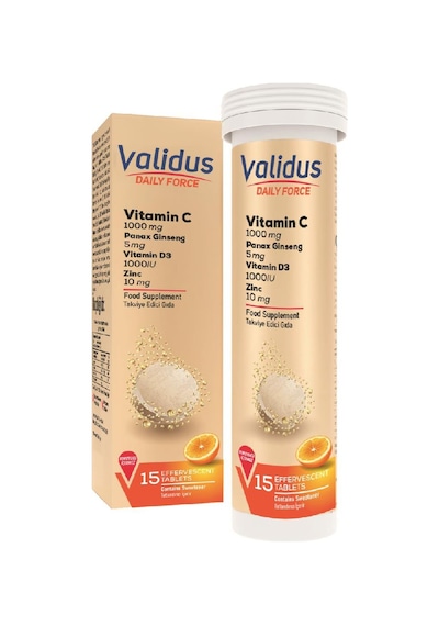 Daily Force Vitamin C + Panax Ginseng + Zinc + Vitamin D3 15 Effervescent Tablets