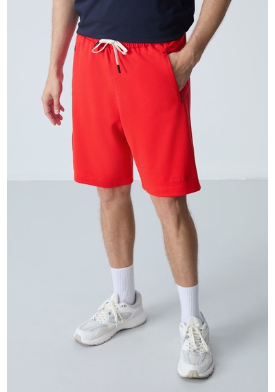 Air Jones Tommy Life Fiesta Pamuklu Kalın Yumuşak Dokulu Standart Fit Basic Erkek Şort - 81276 Kırmızı