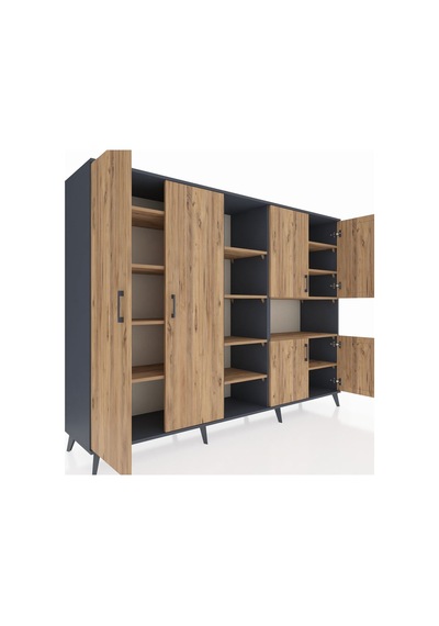 Hyperion Dolap 13 Raflı 6 Kapaklı 220x44x163 Antrasit-çam Atlas Çam - Antrasit Hyperion Dolap 13 Raflı 6 Kapaklı 220x44x163 Antrasit-çam Atlas Çam - Antrasit