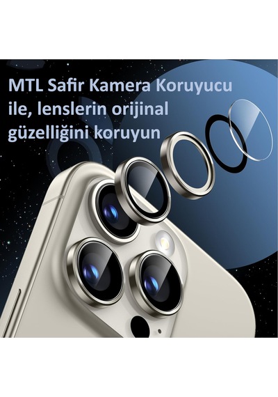 İphone 16 Pro / 16 Pro Max Uyumlu Safir Lens Çizilmez Dayanıklı Kamera Koruyucu