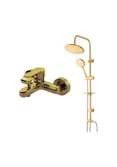 Altın Duş Ünitesi İle Modern Banyo Bataryası