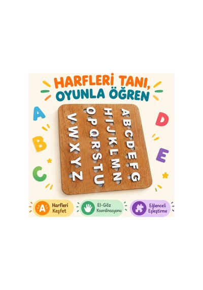 Ahşap Alfabe Şekiller Eğitici Çocuk Bulmaca 23x27 Cm Seti Eğlenceli Oyun Eğitici Set İçin Seo Pazaryeri İçin Tanıtımlı Görseller Oluştur