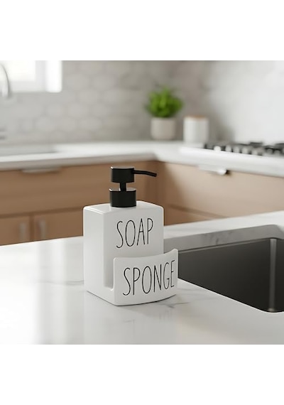 Beyaz Seramik Sıvı Sabunluk Ve Süngerlik Seti 500 Ml Mutfak Ve Banyo Tezgahı İçin 2'si 1 Arada Kaymaz Tabanlı, Şık Bulaşık Sabunu Dispenseri 12 Izgara Beyaz Seramik Sıvı Sabunluk Ve Süngerlik Seti 500 Ml Mutfak Ve Banyo Tezgahı İçin 2'si 1 Arada Kaymaz Tabanlı, Şık Bulaşık Sabunu Dispenseri 12 Izgara