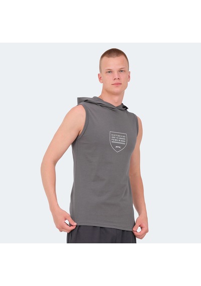 Slazenger VERSIO IN Erkek Kolsuz Baskılı Koyu Gri Tişört