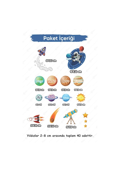 Gezegenler Ve Uzay Macerası Sticker Seti Çocuk Bebek Odası Uzay Ve Gezegenler Temalı Sticker