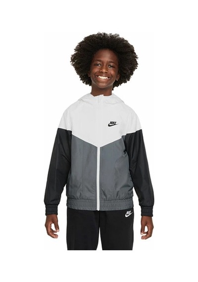 Nike Sportswear Windrunner Kapüşonlu Su Geçirmez Ceket Beyaz-gri-siyah'