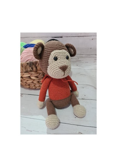 Amigurumi Örgü Oyuncak Maymun Bordo