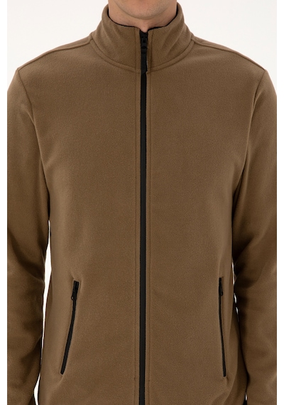 U.S. Polo Assn. Erkek Regular Fit Haki Polar Örme Hırka 50313779-VR027