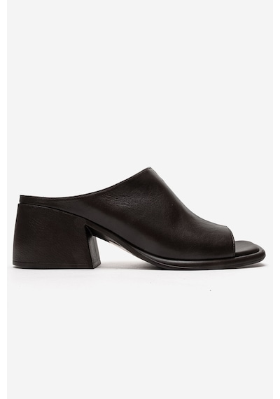 Luvishoes Sorex Kahverengi Cilt Hakiki Deri Kadın Kalın Topuklu Terlik