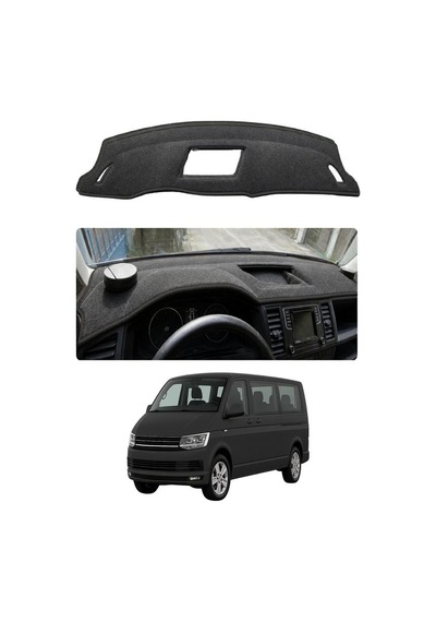 Volkswagen - Transporter T6 2015-2021 Uyumlu Torpido Koruma Kılıfı - Siyah Şeritli