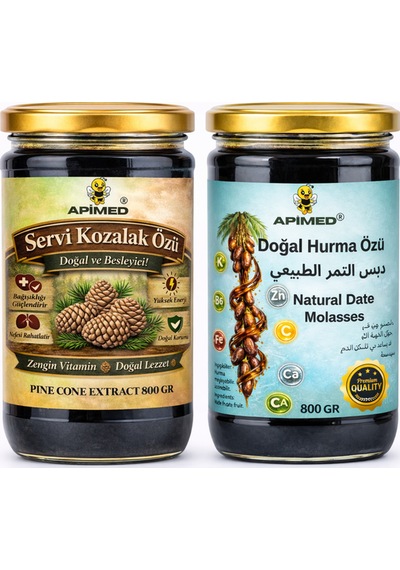 Servi Kozalak Özü 800 Gr Ve Hurma Özü 800gr %100 Doğal Katkısız Çam Kozalağı Özü Yoğun Kıvam