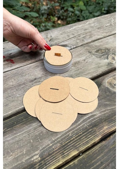 Mum Toz Kapakları 68mm Çap 20mm X 2 Mm Ahşap Fitil Boşluğu 50 Adet Kahverengi