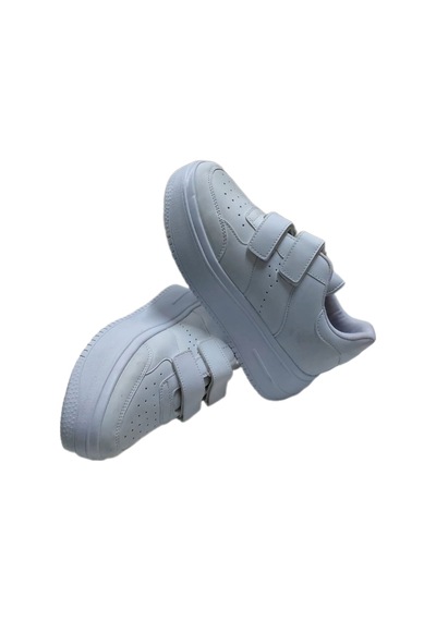 Ortopedik Yüksek Kaymaz Tabanlı Çift Cırtlı Unisex Spor Ayakkabı Beyaz