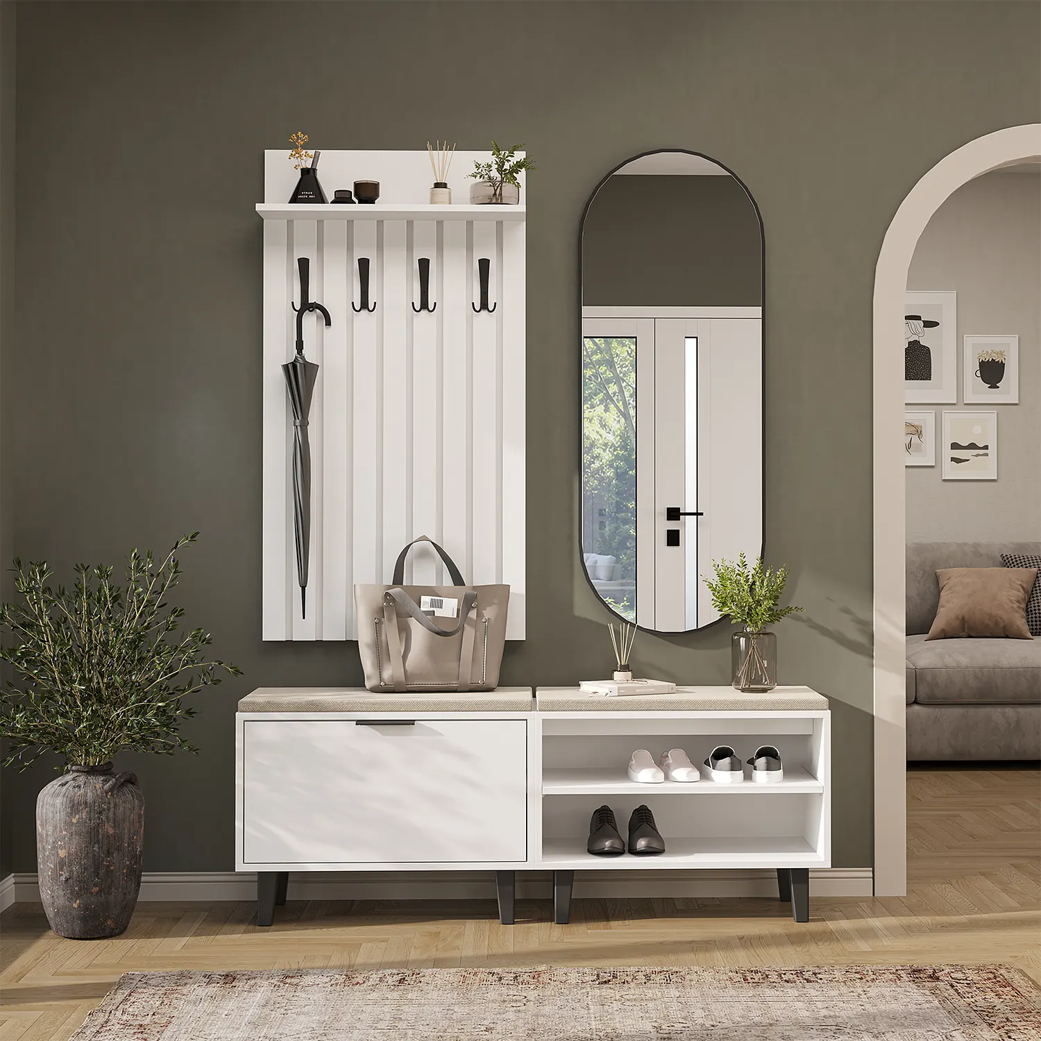 Nord Vestiyer Takımı Kapaklı Ve Kapaksız Bench,lambri Askılıklı, Modüler, Oval Aynalı Portmanto Takımı Beyaz Nord Vestiyer Takımı Kapaklı Ve Kapaksız Bench,lambri Askılıklı, Modüler, Oval Aynalı Portmanto Takımı Beyaz