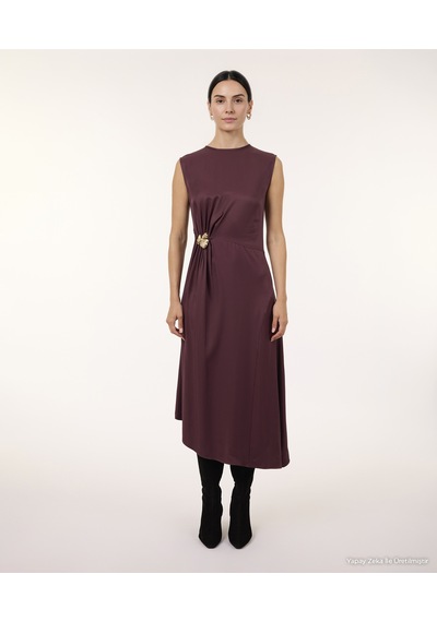 Yargıcı Dar Bisiklet Yaka Kolsuz Elbise 26kkel7069x 016 Bordo