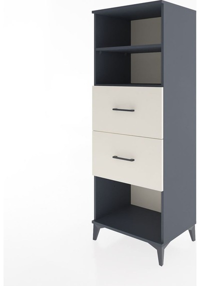 Hyperion Dolap 2 Raflı 2 Çekmeceli 60x44x163 Antrasit-aytaşı Antrasit