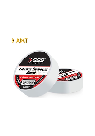Sgs Elektrik İzolasyon Bandı - Beyaz - 19 Mm X 9 Mt. - 3 Adet