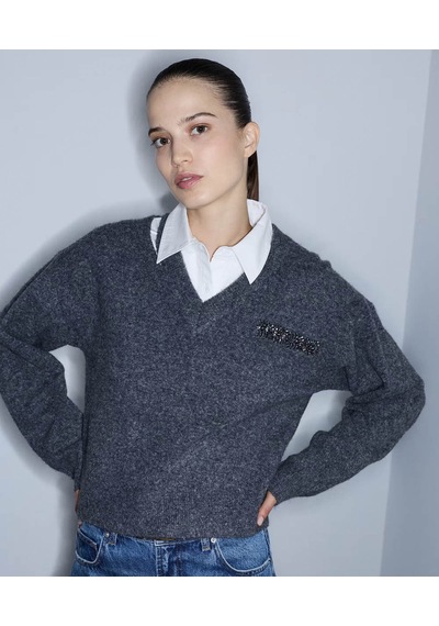 İpekyol Poplin Mix Çift Parça Antrasit Kadın Kazak Iw6260050148