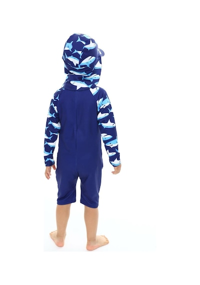 My Kids Wear Şapkalı Fermuarlı Uzun Kollu Mayo Koyu Mavi