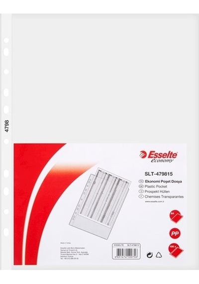 Esselte 4798 A4 Eco Delikli Şeffaf Poşet Dosya 100'lü Paket