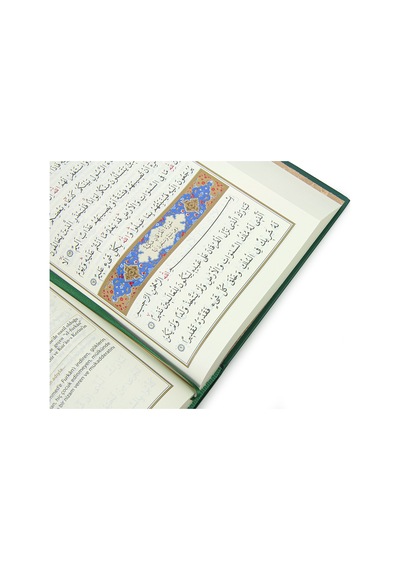 Kuran-ı Kerim Ve Açıklamalı Karşılıklı Meali Orta Boy Sıvama Cilt Yeşil
