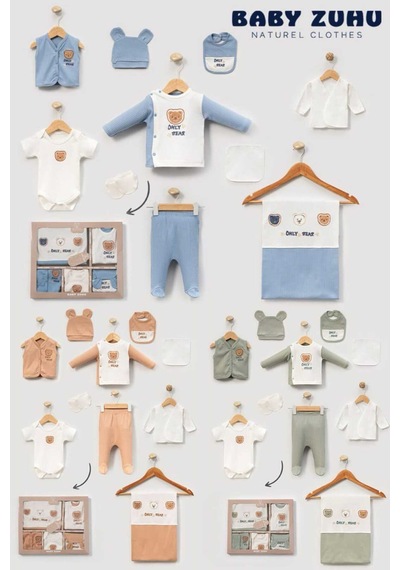 Baby Zuhu My Baby Kumsal % 100 Coton 10 Lu Hastane Çıkışı Only Bear 6553 Kahverengi Kahverengi