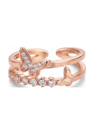 Tesbihane Beyaz Zirkon Taşlı Kelebek Detaylı Rose Renk Ayarlanabilir Ölçü 925 Ayar Gümüş Kadın Yüzük Pembe Tesbihane Beyaz Zirkon Taşlı Kelebek Detaylı Rose Renk Ayarlanabilir Ölçü 925 Ayar Gümüş Kadın Yüzük Pembe