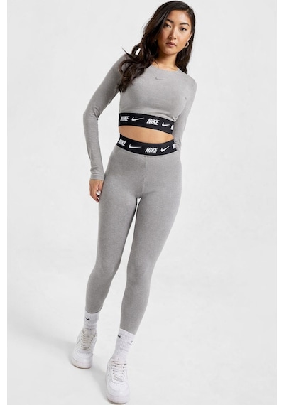 Nike Sportswear Club High Rise Full Length Kadın Yüksek Bel Pamuk Polyester Tayt Gri Kahverengi