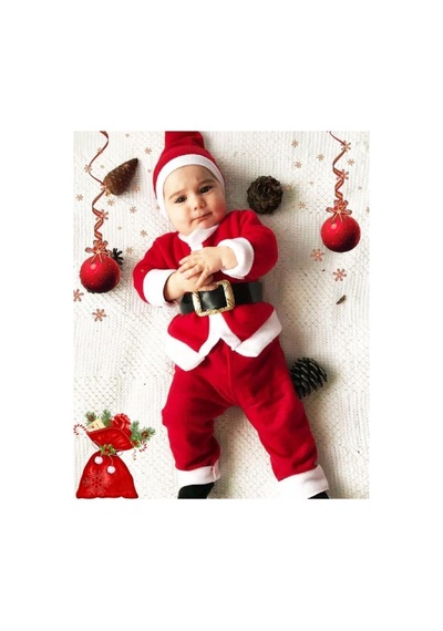 Pazarız Noel Baba Erkek Bebek Çocuk Yılbaşı Kostümü Yılbaşı Kırmızı