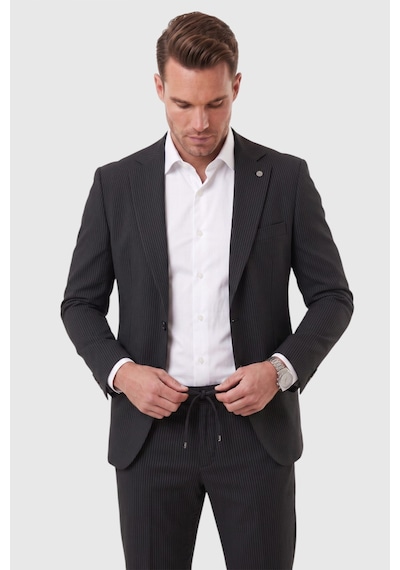 Deepsea Erkek Slim Fit Dar Kesim Çizgili Gofre Kumaş Siyah Takım Elbise Tek Düğme İpli Pantolon 2602311 Deepsea Erkek Slim Fit Dar Kesim Çizgili Gofre Kumaş Siyah Takım Elbise Tek Düğme İpli Pantolon 2602311
